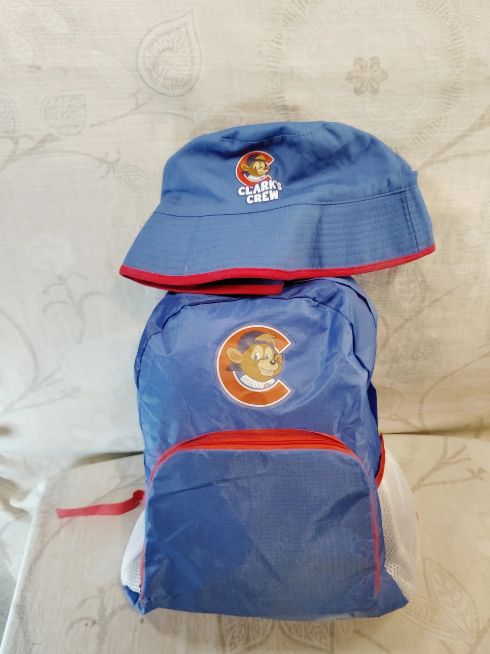 Cubs Clark's Crew Kids Blue Backpack and Matching Sun Hat Set